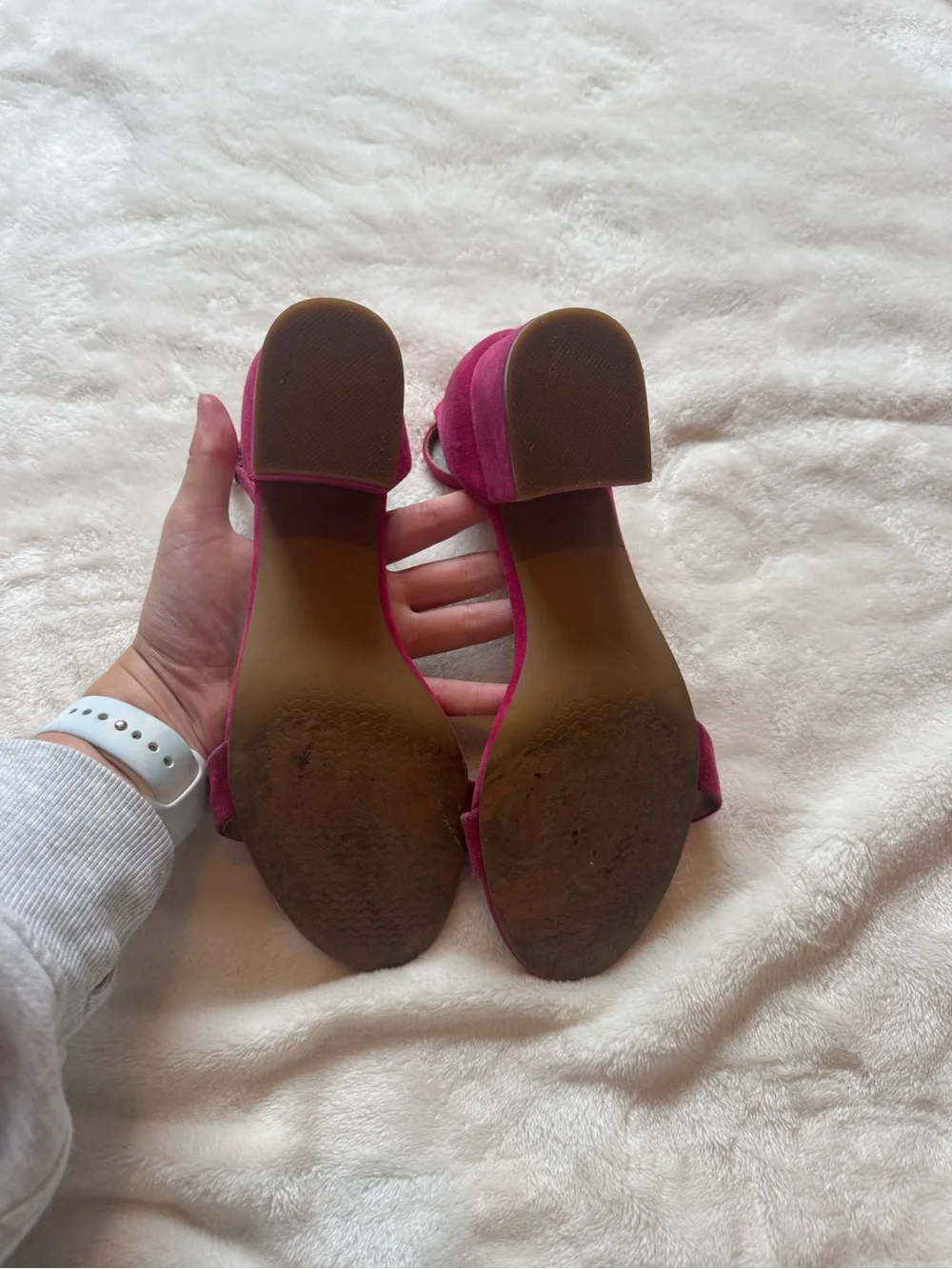 Steve Madden Fuchsia Suede Block Heel Ankle-Strap Sandals